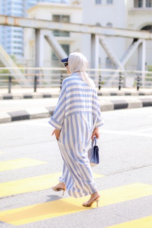 ACE DRESS IN STRIPED POWDER BLUE