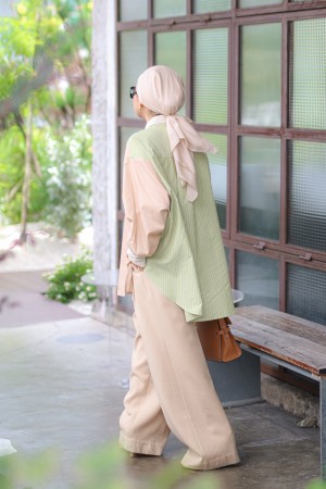 HEART TOP IN NUDE AND GREEN