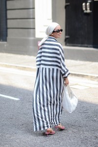 ACE DRESS IN STRIPED CHARCOAL