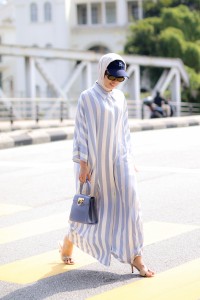 ACE DRESS IN STRIPED POWDER BLUE