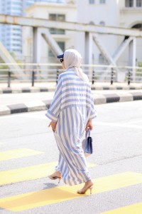 ACE DRESS IN STRIPED POWDER BLUE