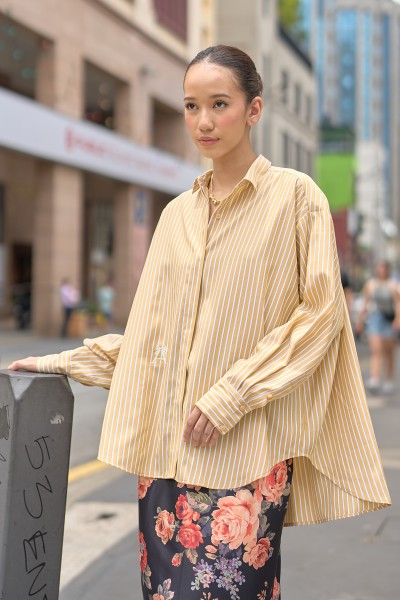 HEART TOP IN PINSTRIPED HONEY