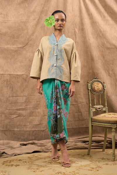 AMAYA BATIK SKIRT IN TURQUOISE AND OLIVE